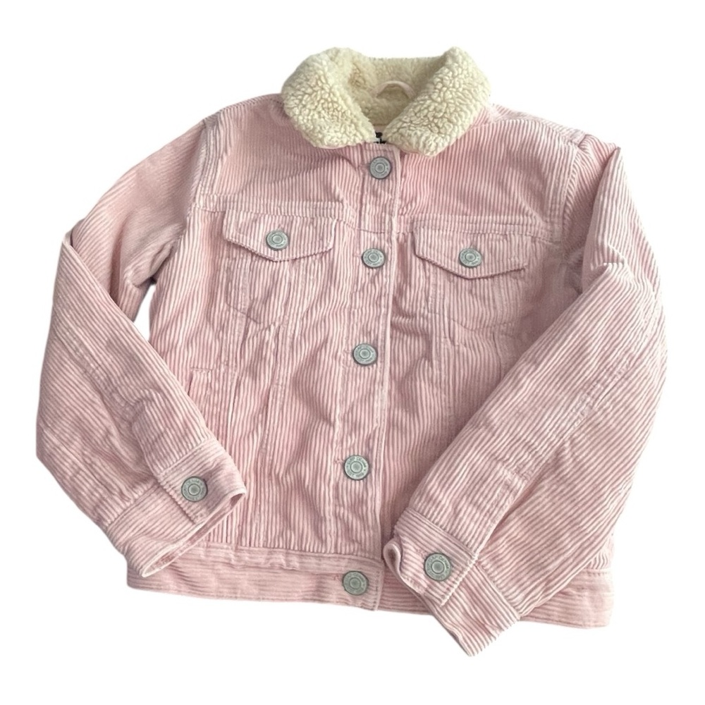 GAP Girls' Pink Corduroy Jacket with Cream Faux-Sherpa Collar - Picture 5 of 12